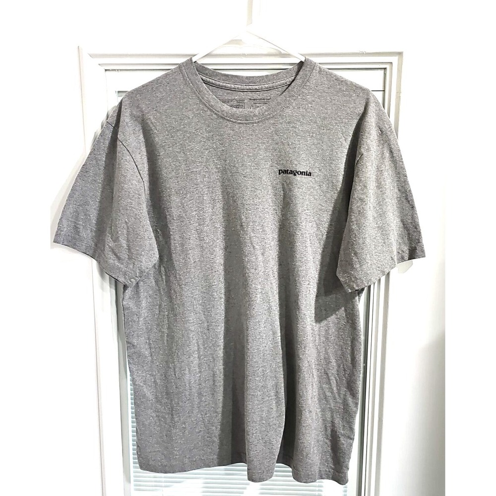 Patagonia Mens TShirt Size Medium Regular Fit Light Gray Responsibilitee Graphic
